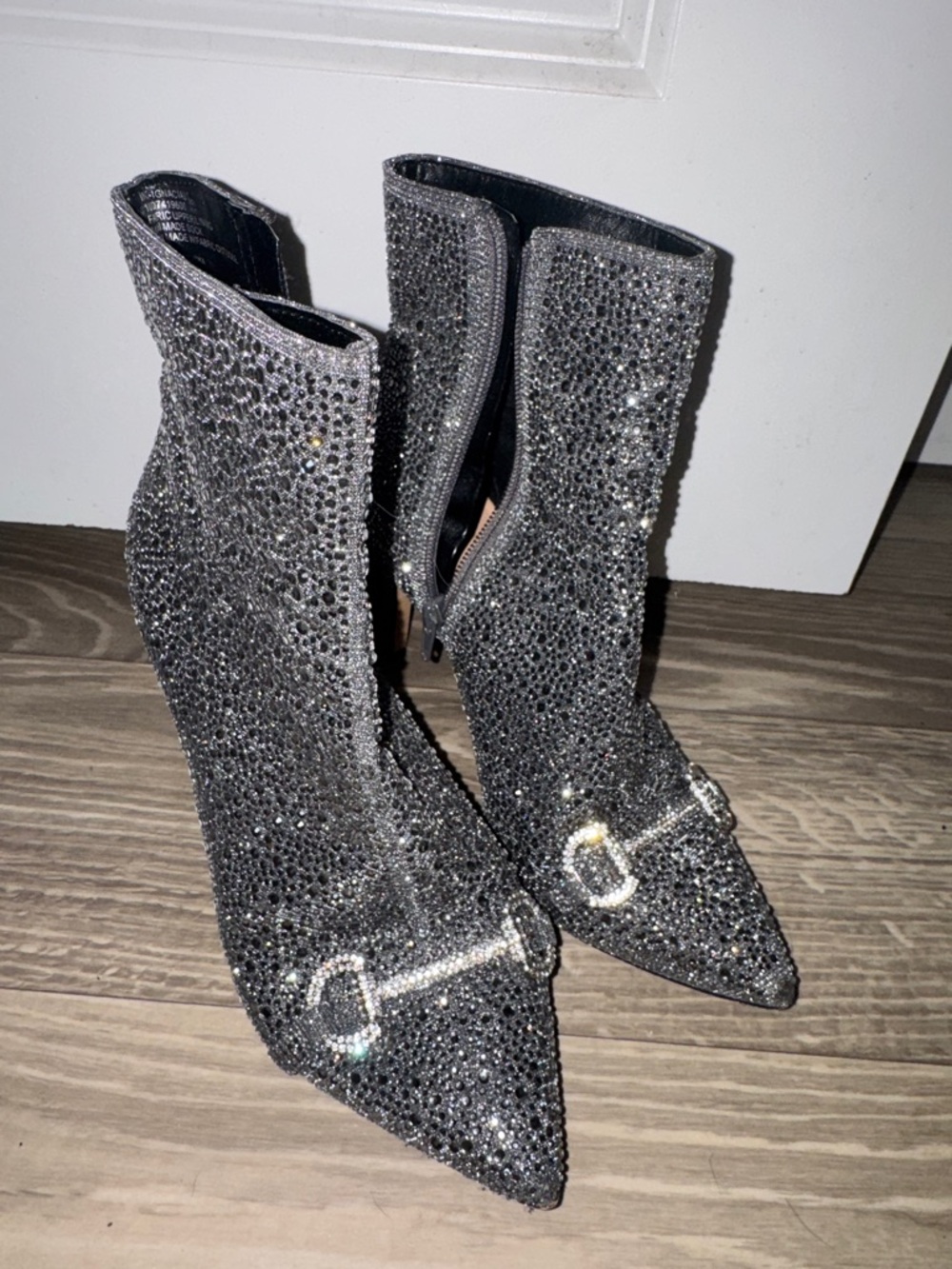 INC International Concepts Silver Crystal Embellished Pointed Ankle Boots